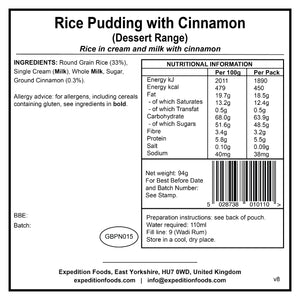 Rice Pudding with Cinnamon (Breakfast/Dessert Range)