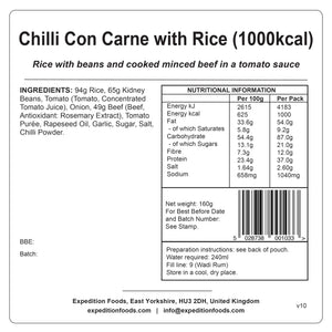 Chilli Con Carne with Rice | Freeze-Dried Meal