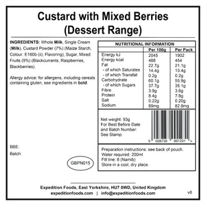 Custard with Mixed Berries (Breakfast/Dessert Range)