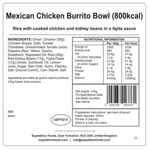 Mexican Chicken Burrito Bowl | Freeze-Dried Meal