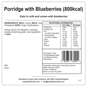 Porridge with Blueberries | Freeze-Dried Meal