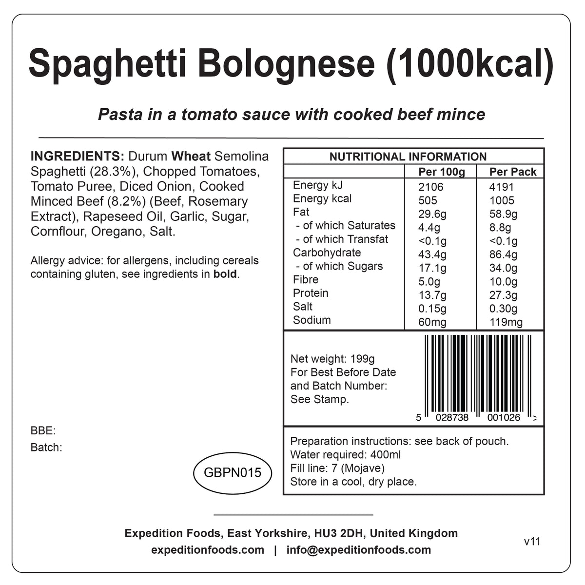 Spaghetti Bolognese - Expedition Foods