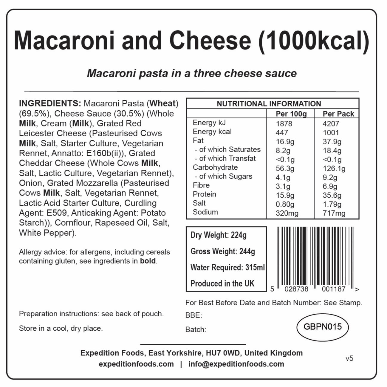 Macaroni And Cheese Expedition Foods